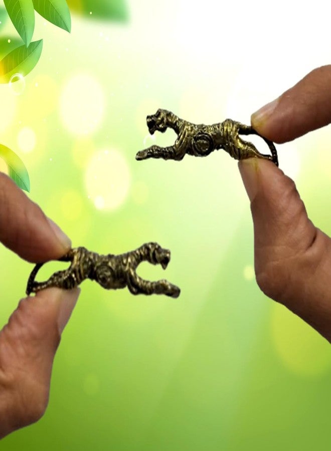 Purpledip Metal Miniature Statue Tiger Pair: Collectible Set of 2 Figurines (11235C) - Image 1
